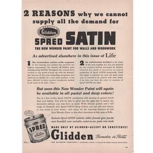 Glidden Spred Satin Paint Magazine Advertisement Vintage 1950 Home Improvement